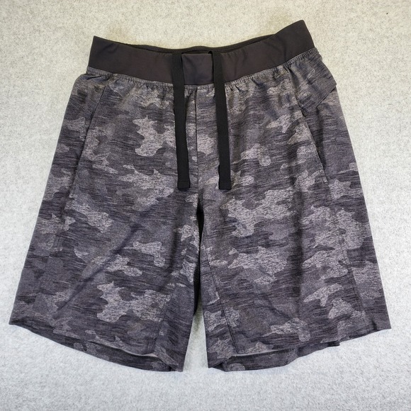 Lululemon Camo Shorts Mens L Gray Gym Athletic Performance Unlined  10" Inseam - Picture 1 of 7